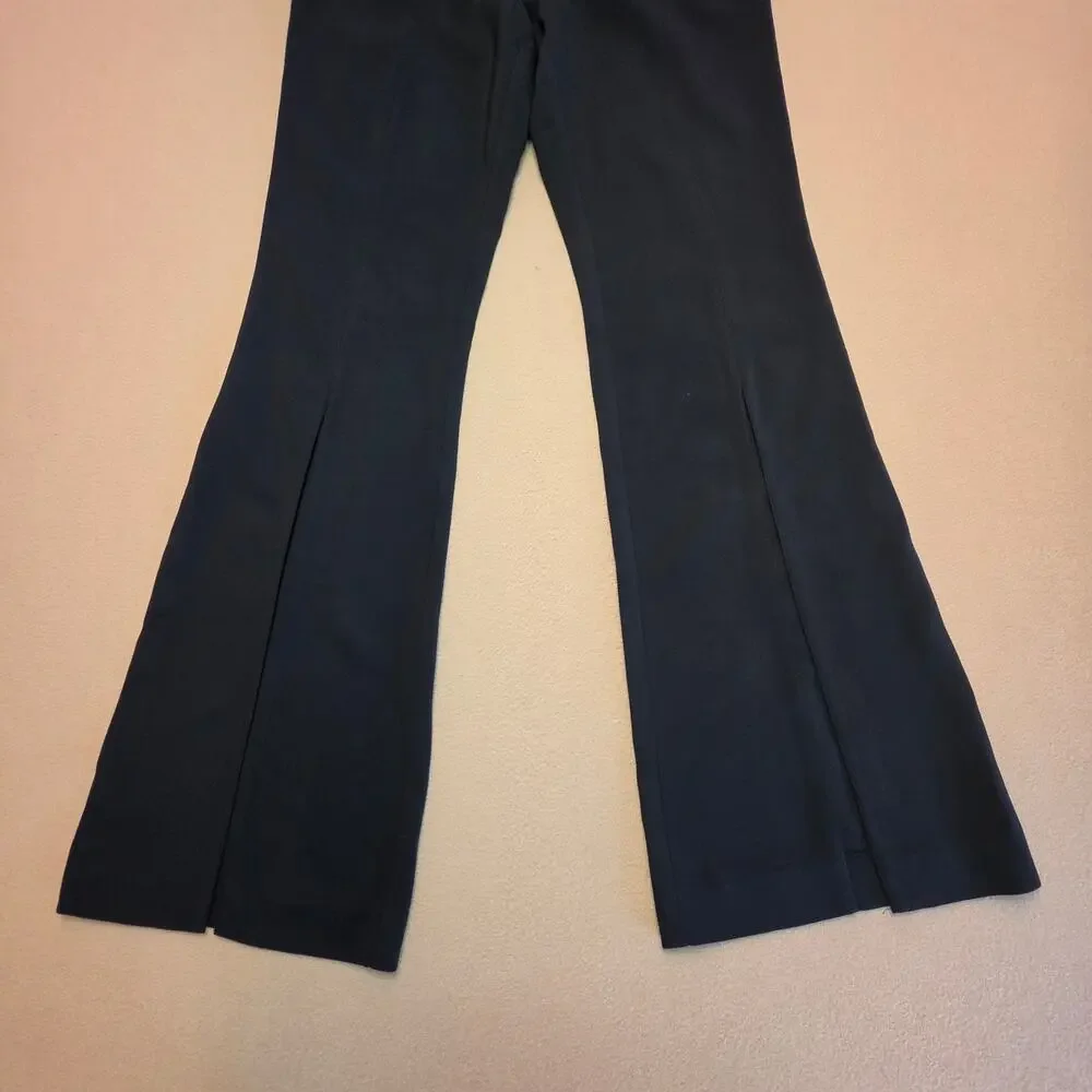 ALC A.L.C. Capen Split Hem Flare Leg Pants Black Sz 4 Italian Crepe 2PANT00096